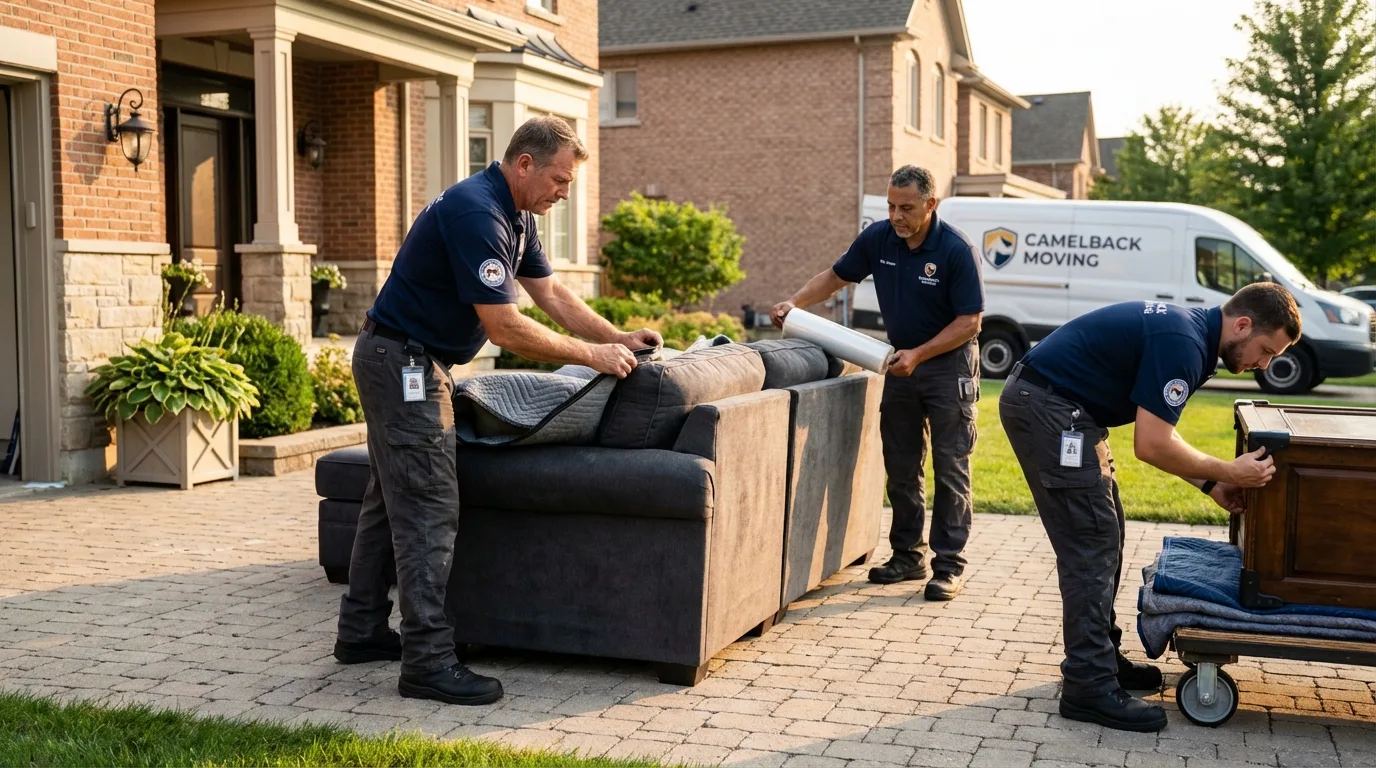 Large estate moving crew wrapping furniture in Chester, VA